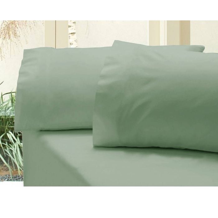 Bloomington Revive 400TC Cotton Sateen Combo Fitted Sheet Set Double (No Flat) Pale Green