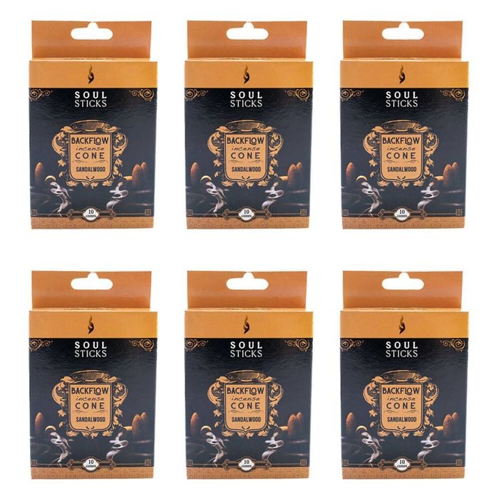 6x 10pc Wild Scents Soul Sticks Backflow Incense Cones Fragrance Sandalwood