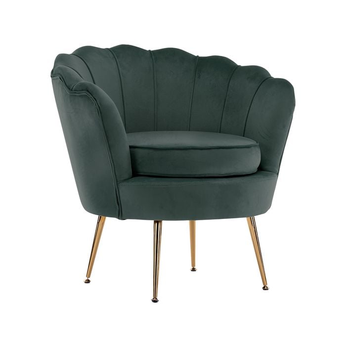 La Bella Shell Scallop Green Armchair Lounge Chair Accent Velvet