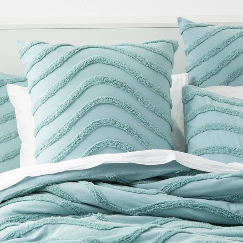 Cloud Linen Wave Cotton Chenille Aqua Vintage Washed European Pillowcase Bunnings Australia