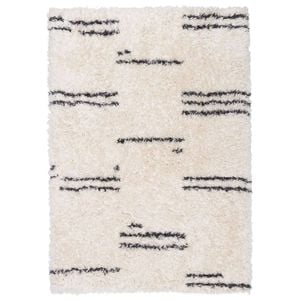 Loopsie-370cm X 280cm-bao Cream And Black Striped Shag Rug