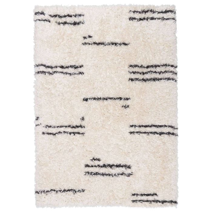 Loopsie-370cm X 280cm-bao Cream And Black Striped Shag Rug