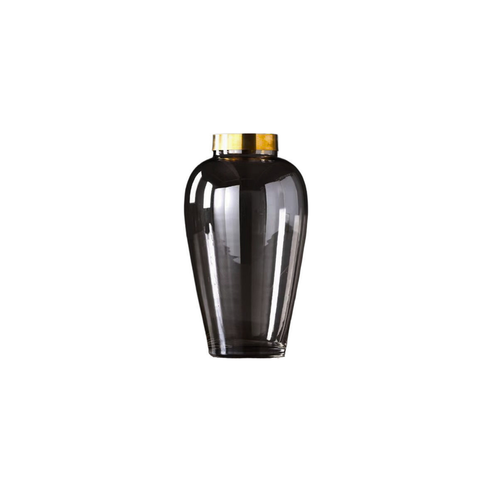 Elegant Collections Large Smoked Glass Gold Tip Vase