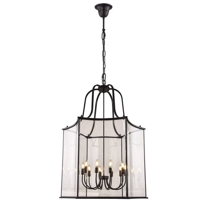 Vencha Brentwood 10 Light Traditional Pendant - Black