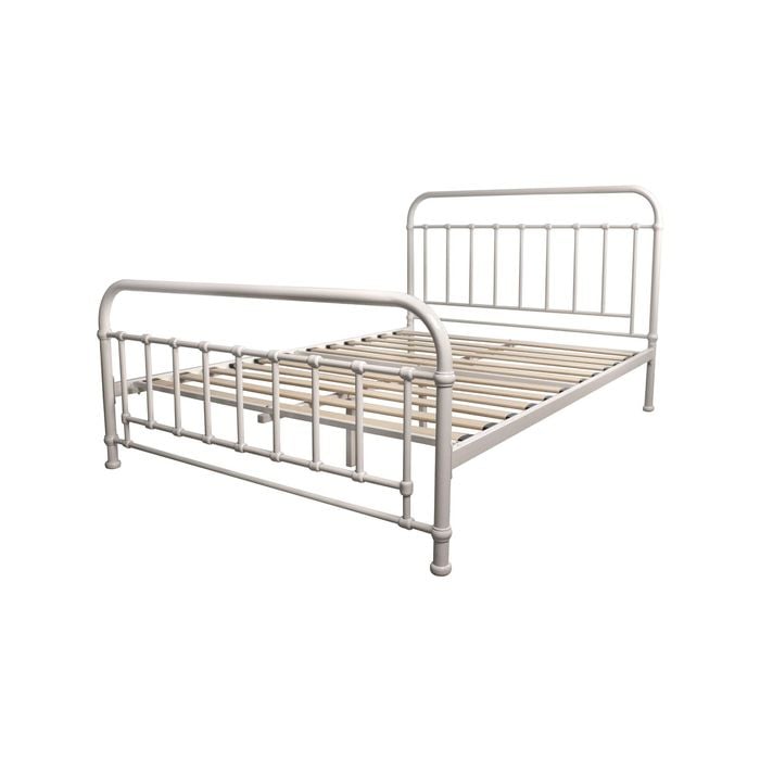 Metallica Double Bed Size Metal Frame Platform Mattress Base - White