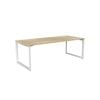 Olg Anvil Single White Frame New Oak Ravine Top Scallop Office Desk L1800mm X W750mm