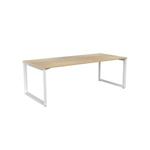 Olg Anvil Single White Frame New Oak Ravine Top Scallop Office Desk L1800mm X W750mm
