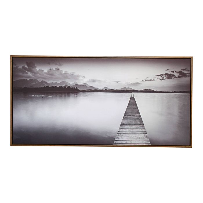 Framed 70x140cm Canvas/Resin Jetty Lake Hanging Wall Art Home Decorative Display