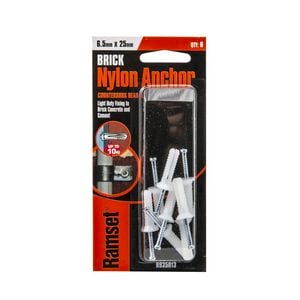 Ramset 6.5 x 25mm Nylon Anchor CSK Head - 8 Pack