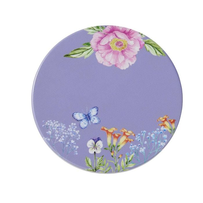 Maxwell & Williams Botanica Floral Ceramic Round Coaster Purple 10cm