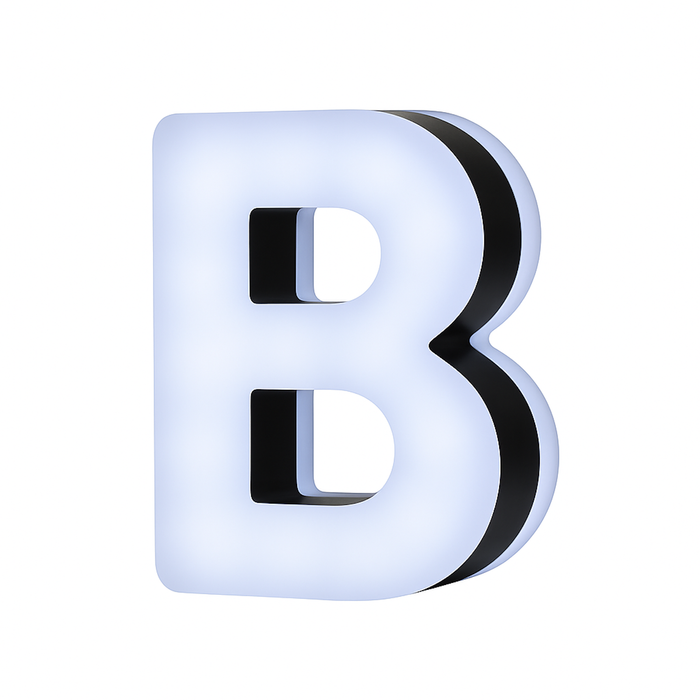 Lit Up 3D Led Letter B Illuminated Opal Acrylic 100mmHx92mmWx23mmD