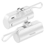 Philips Mini Portable Charger 4800mAh Power Bank with Dual Type-C Port - White