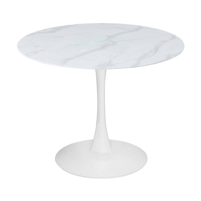 Globe 90cm Round Dining Table White