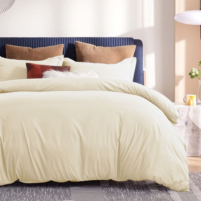 LINENOVA 100% Pure Cotton Quilt Cover Set - King,Cream