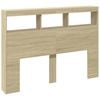 vidaXL Headboard Cabinet with LED Bed Cabinet Header Backboard Sonoma Oak 140 cm Double