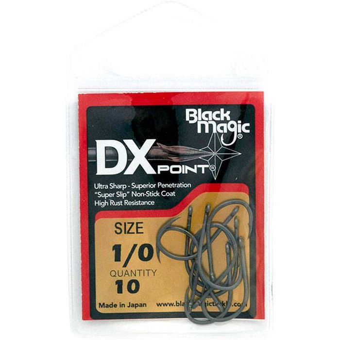 Black Magic DX Point PTFE Coated Fishing Hook Small Pack 1/0