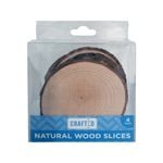 Crafted 8-9cm Round Craft Natural Wood Slices - 4 Pack