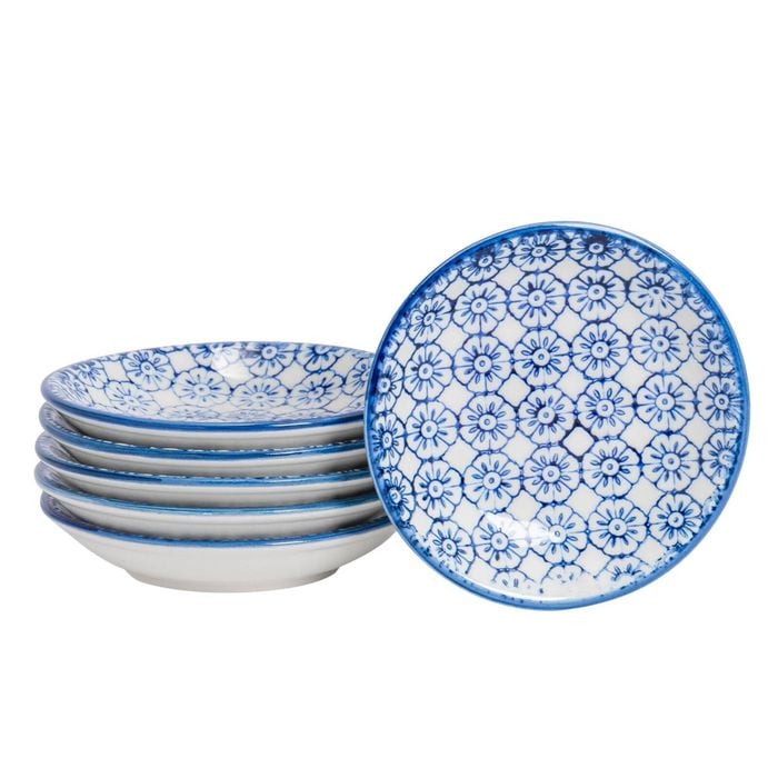 Nicola Spring Patterned Dipping Dishes - Small Bowls for Rice, Soy Sauce & Olive Oil, 10cm - Set of 6