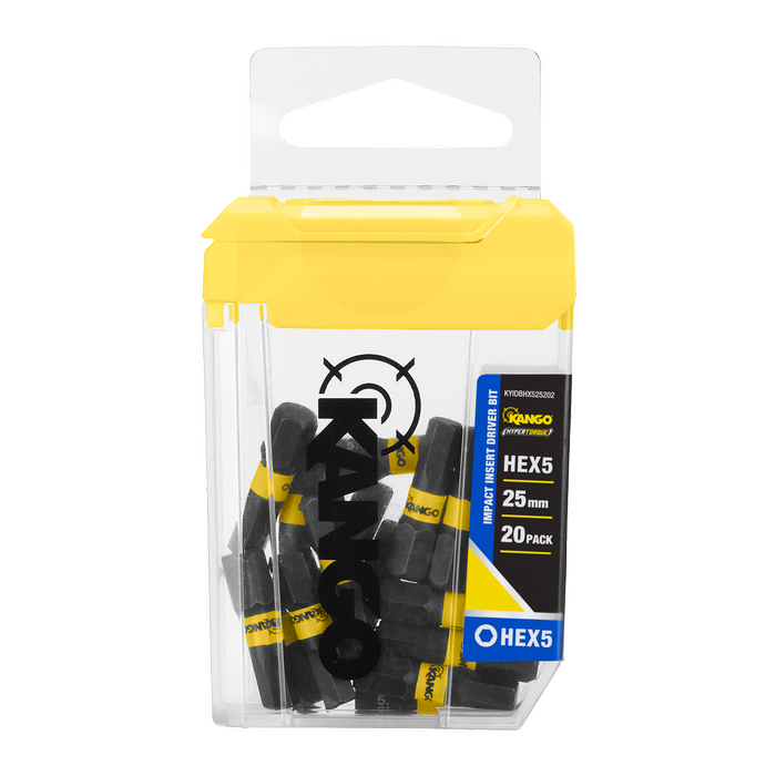 Kango 25mm HEX5 HYPERTORQUE™ Impact Driver Insert Bits - 20 Pack