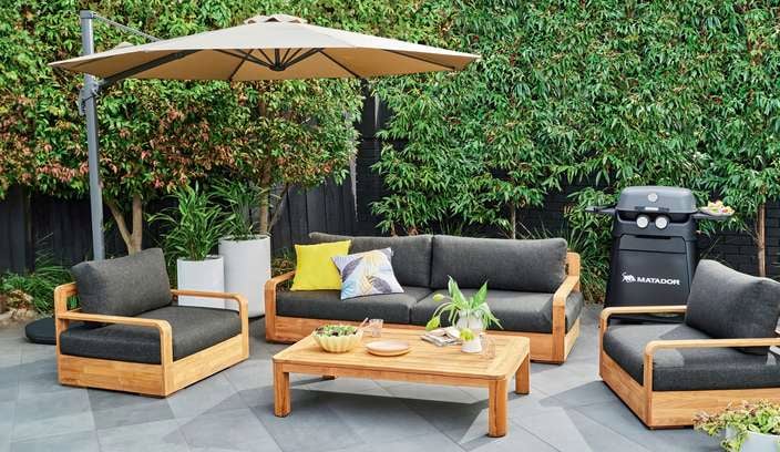 Modern outdoor setting in a backyard