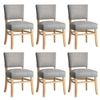 Oikiture 6x Dining Chairs Wooden Kitchen Seat Rubberwood Frame Accent Chair Grey