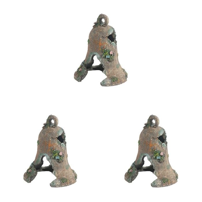 3PK Dudley's World Of Pets Ruined Bell Aquarium Decoration