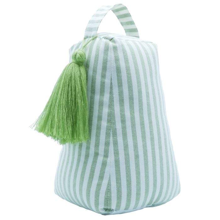 Astin Sinclair 13 x 13 x 21cm Green Linen Stripe Door Stop