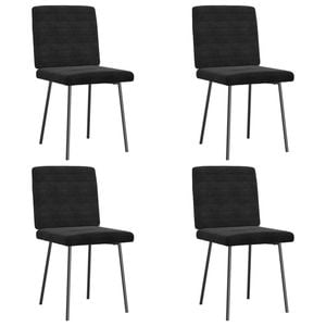 vidaXL Channel Tufted Dining Chairs 4 pcs Black Velvet Metal Legs 45 x 54 x 83 cm