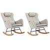 Oikiture 2x Rocking Chair Nursing Armchair Linen With 2 Pillow Beige