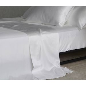 Bedding Co. Flat Sheet 100% Mulberry Silk 20 Momme White Double