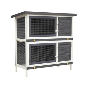 Advwin Rabbit Hutch Chicken Coop 2 Storey Grey