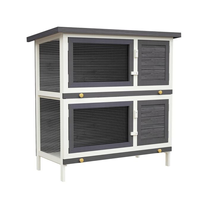 Advwin Rabbit Hutch Chicken Coop 2 Storey Grey