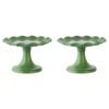 2PK Ecology Soda Lime Glass Ruffle Fluted Edged Cake Stand 20 x 12.5cm Meadow