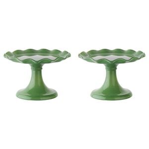 2PK Ecology Soda Lime Glass Ruffle Fluted Edged Cake Stand 20 x 12.5cm Meadow