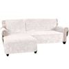 Smarcute Waterproof 2 Pieces Sectional L-shaped Velvet Sofa Lounge Cover 3 Seater With 1 Left Chaise Ivory