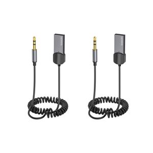 Aluminum Alloy 3.5mm AUX Car Adapter Hands-Free Calling BT5.0 Bluetooth Car Audio Wireless Receiver---2Pack
