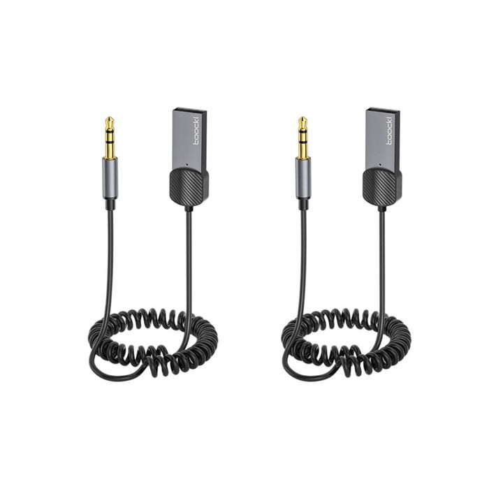 Aluminum Alloy 3.5mm AUX Car Adapter Hands-Free Calling BT5.0 Bluetooth Car Audio Wireless Receiver---2Pack