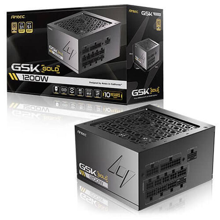 Antec GSK1200 AU, ATX 12V 3.1, 1200W, Full-Modular, 80 Plus Gold, 120mm FDB fan, 100–240V, OCP/OVP/UVP/SCP/OPP/OTP/SIP/NLO pro