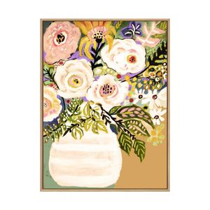 Artey | Summer Flowers in a Vase II - Framed Canvas - Natural Frame - 60 x 80cm