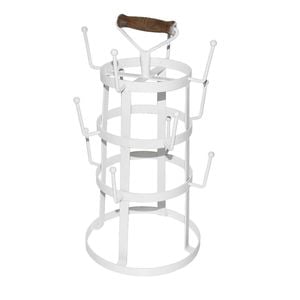 P&P White Metal Cup Holder Stand Kitchen Mug Storage Rack Organizer Unit