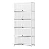 Oikiture Display Cabinet Bamboo Storage 5-Tier Shelves Clear White