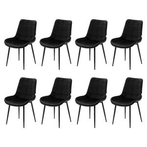 Familand Dining Chairs Set of 8 Padded Seat Kitchen Living Room Chair Velvet in Black