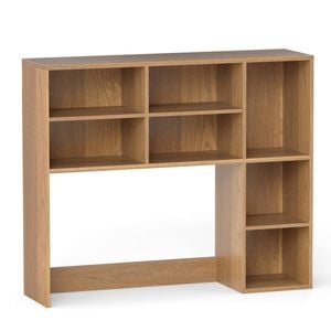 Costway Desktop Bookshelf Adjustable Table Hutch for up to 27” Monitors Natural