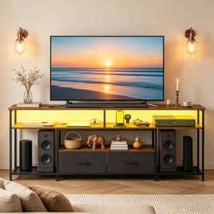 Ufurniture LED TV Cabinet 160cm Entertainment Unit Stand Storage Media Console Table Walnut