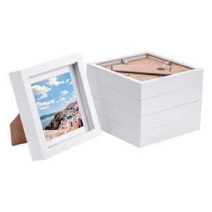 Nicola Spring 6" x 6" White 3D Box Photo Frames - 4" x 4" Mount - Pack of 5