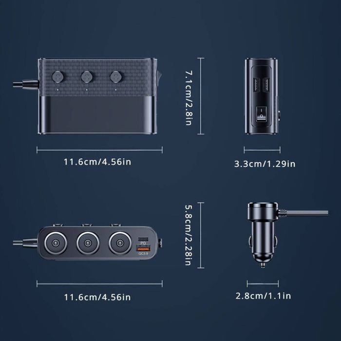 7 in 1 Camper Charger Adapter Cigarette Lighter Plug Splitter Independent  Switches