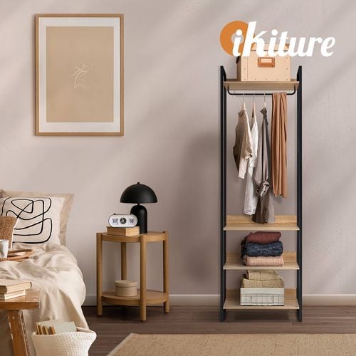 Oikiture Clothes Rack Open Wardrobe Garment Coat 4 shelves Hanging Rail Metal Bunnings Australia