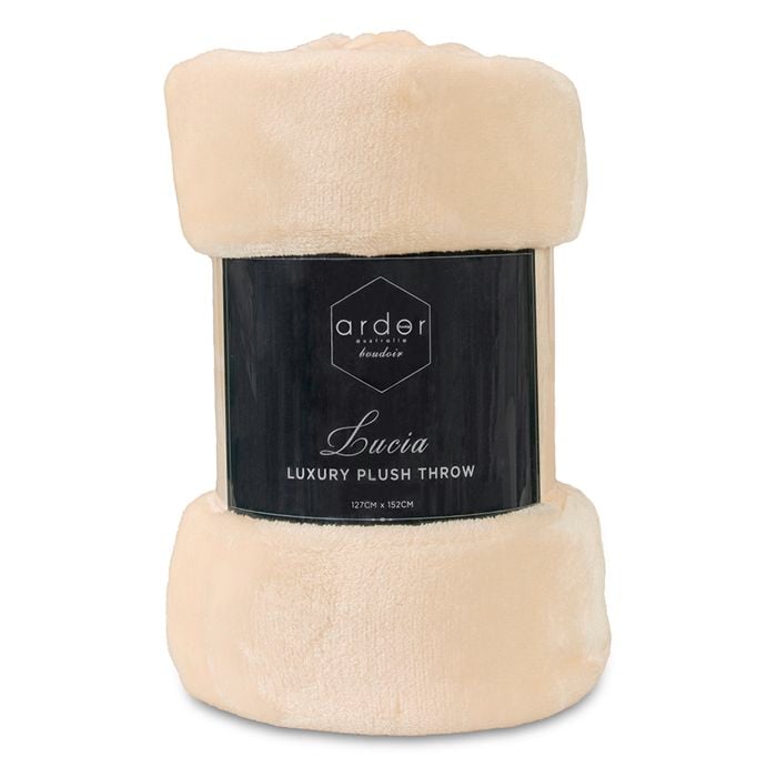 Ardor Boudoir Lucia Luxury 127 x 152cm Ivory Plush Velvet Throw