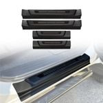 AUSGO Black ABS Door Sill Protector for Toyota Hilux Dual Cab 2015-Onwards Scuff Plate Cover