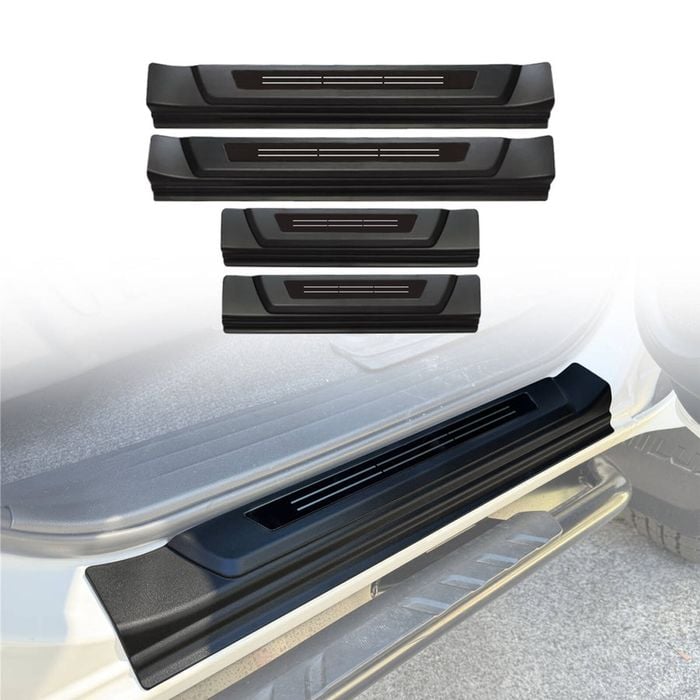 AUSGO Black ABS Door Sill Protector for Toyota Hilux Dual Cab 2015-Onwards Scuff Plate Cover